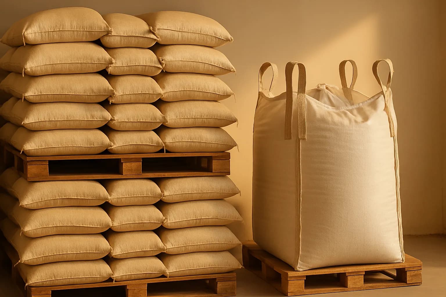 Bagged natural white sesame seeds ready for export from Tanzania